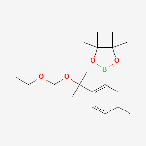 molecular formula C19H31BO4 B8418103 2-(2-(2-(Ethoxymethoxy)propan-2-yl)-5-methylphenyl)-4,4,5,5-tetramethyl-1,3,2-dioxaborolane 