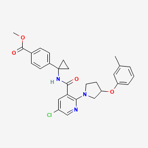 molecular formula C28H28ClN3O4 B8418243 Methyl 4-(1-(5-chloro-2-(3-(m-tolyloxy)pyrrolidin-1-yl)nicotinamido)cyclopropyl)benzoate 