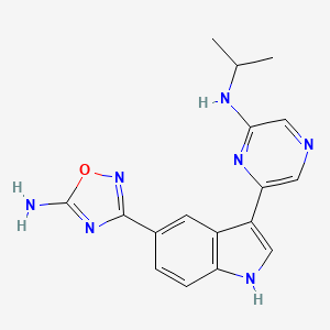 molecular formula C17H17N7O B8418273 3-(3-(6-(isopropylamino)pyrazin-2-yl)-1H-indol-5-yl)-1,2,4-oxadiazol-5-amine 