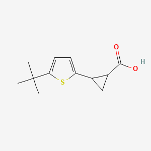 molecular formula C12H16O2S B8418394 2-(5-t-Butylthiophen-2-yl)-cyclopropanecarboxylic acid 