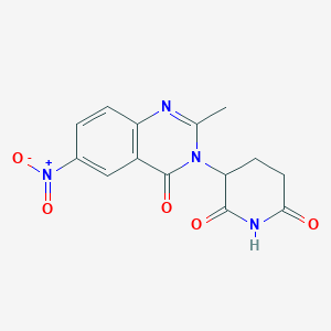 molecular formula C14H12N4O5 B8418415 3-(2-methyl-6-nitro-4-oxo-4H-quinazolin-3-yl)-piperidine-2,6-dione 