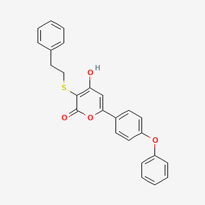 molecular formula C25H20O4S B8418458 4-Hydroxy-3-phenethylsulfanyl-6-(4-phenoxyphenyl)pyran-2-one 