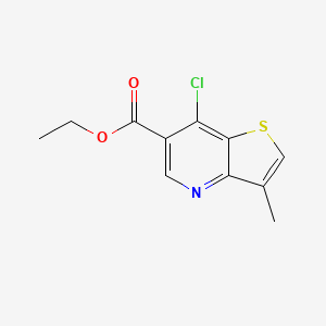 molecular formula C11H10ClNO2S B8418471 Ethyl 3-methyl-7-chlorothieno[3,2-b)pyridine-6-carboxylate 