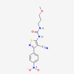 molecular formula C15H15N5O4S B8418532 1-(4-Cyano-3-(4-nitrophenyl)isothiazol-5-yl)-3-(3-methoxypropyl)urea 