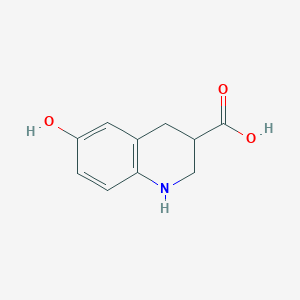 molecular formula C10H11NO3 B8418538 (-)-6-Hydroxy-1,2,3,4-tetrahydroquinoline-3-carboxylic acid 