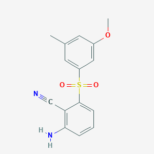 molecular formula C15H14N2O3S B8418541 2-(3-Methoxy-5-methylphenylsulfonyl)-6-aminobenzonitrile 