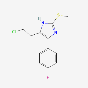molecular formula C12H12ClFN2S B8418711 2-Methylthio-5-(2-chloroethyl)-4-(4-fluorophenyl)imidazole 
