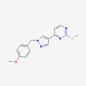 molecular formula C16H16N4OS B8418876 4-(1-(4-methoxybenzyl)-1H-pyrazol-4-yl)-2-(methylthio)pyrimidine 