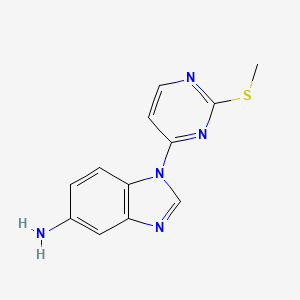 molecular formula C12H11N5S B8418877 2-Methylthio-4-[5-aminobenzimidazol-1-yl]pyrimidine 