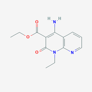 molecular formula C13H15N3O3 B8418910 4-Amino-1-ethyl-1,2-dihydro-2-oxo-1,8-naphthyridine-3-carboxylic acid ethyl ester 