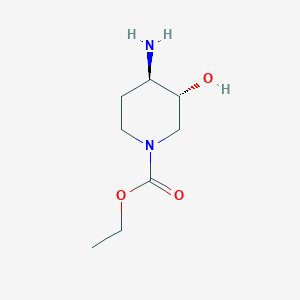 molecular formula C8H16N2O3 B8418917 Ethyl trans-4-amino-3-hydroxy-1-piperidinecarboxylate 