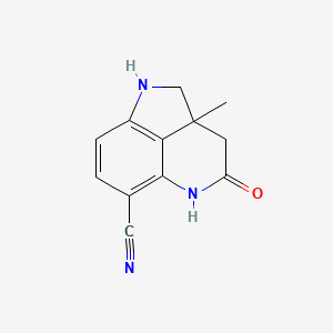 molecular formula C12H11N3O B8418948 (+/-)-2a-Methyl-4-oxo-1,2,2a,3,4,5-hexahydropyrrolo[4,3,2-de]quinoline-6-carbonitrile 