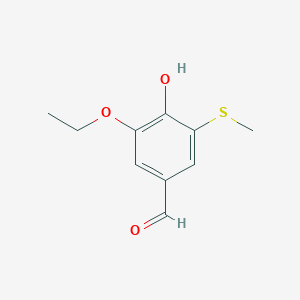 molecular formula C10H12O3S B8419105 3-Ethoxy-4-hydroxy-5-(methylthio)benzaldehyde 