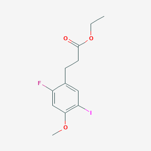 molecular formula C12H14FIO3 B8419218 Ethyl 3-(2-fluoro-5-iodo-4-methoxyphenyl)propanoate 