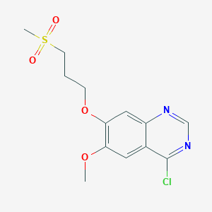 molecular formula C13H15ClN2O4S B8419302 4-Chloro-6-methoxy-7-(3-methylsulphonylpropoxy)quinazoline 