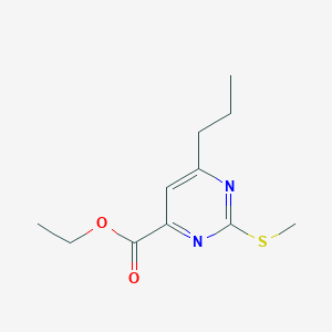 molecular formula C11H16N2O2S B8419520 2-Methylsulfanyl-6-propyl-pyrimidine-4-carboxylic acid ethyl ester 