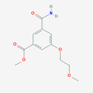 molecular formula C12H15NO5 B8419552 Methyl 3-carbamoyl-5-(2-methoxyethoxy)benzoate 