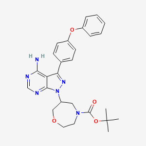 molecular formula C27H30N6O4 B8419600 tert-butyl 6-(4-amino-3-(4-phenoxyphenyl)-1H-pyrazolo[3,4-d]pyrimidin-1-yl)-1,4-oxazepane-4-carboxylate 