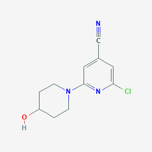 B8419642 2-Chloro-6-(4-hydroxypiperidin-1-yl)isonicotinonitrile CAS No. 848498-81-7