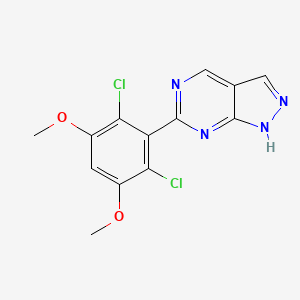 molecular formula C13H10Cl2N4O2 B8419806 6-(2,6-dichloro-3,5-dimethoxyphenyl)-1H-pyrazolo[3,4-d]pyrimidine 