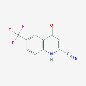 molecular formula C11H5F3N2O B8419888 2-Quinolinecarbonitrile, 4-hydroxy-6-(trifluoromethyl)- 