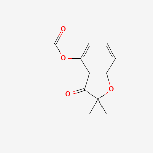molecular formula C12H10O4 B8419920 4-acetoxyspiro[benzo[b]furan-2(3H),1'-cyclopropane]-3-one 
