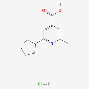 molecular formula C12H16ClNO2 B8420138 2-Cyclopentyl-6-methyl-isonicotinic acid hydrochloride 