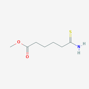 molecular formula C7H13NO2S B8420144 Methyl 6-amino-6-thioxohexanoate 