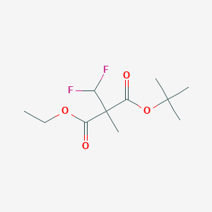 molecular formula C11H18F2O4 B8420182 Tert-butyl 2-difluoromethyl-2-carbethoxypropionate 