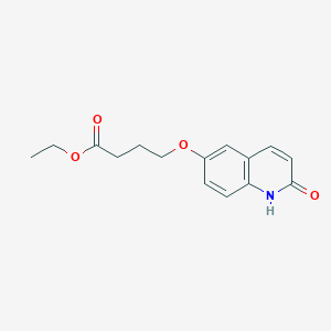 molecular formula C15H17NO4 B8420198 6-(3-Ethoxycarbonylpropoxy)carbostyril 