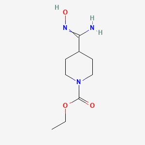 molecular formula C9H17N3O3 B8420264 Ethyl 4-[amino(hydroxyimino)methyl]-1-piperidinecarboxylate 