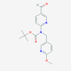 molecular formula C18H21N3O4 B8420478 (5-Formyl-pyridin-2-yl)-(6-methoxy-pyridin-3-ylmethyl)-carbamic acid tert-butyl ester 