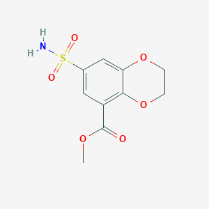 molecular formula C10H11NO6S B8420794 Methyl-7-sulfamoyl-1,4-benzodioxane-5-carboxylate 