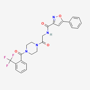 molecular formula C24H21F3N4O4 B8420842 5-Phenyl-isoxazole-3-carboxylic acid {2-oxo-2-[4-(2-trifluoromethyl-benzoyl)-piperazin-1-yl]-ethyl}-amide 