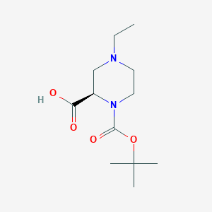 molecular formula C12H22N2O4 B8420883 (2R)-1-(tert-butoxycarbonyl)-4-ethylpiperazine-2-carboxylic acid 