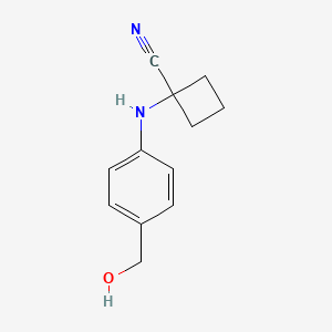 molecular formula C12H14N2O B8420901 1-(4-Hydroxymethylphenylamino)-cyclobutanecarbonitrile 