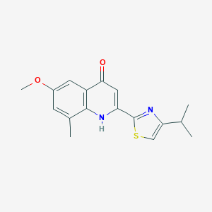 molecular formula C17H18N2O2S B8420938 4-Hydroxy-[2-(4-isopropyl-thiazol-2-yl)]-6-methoxy-8-methyl-quinoline 