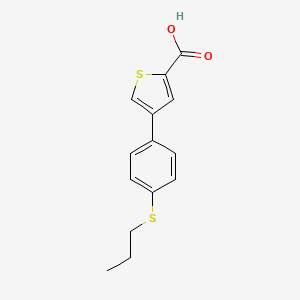 molecular formula C14H14O2S2 B8420942 4-(4-(Propylthio)phenyl)thiophene-2-carboxylic acid 