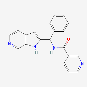 molecular formula C20H16N4O B8420971 N-[phenyl(1H-pyrrolo[2,3-c]pyridin-2-yl)methyl]nicotinamide 