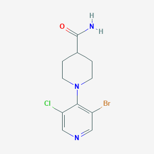 molecular formula C11H13BrClN3O B8420981 1-(3-Bromo-5-chloropyridin-4-yl)piperidine-4-carboxamide 