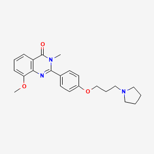 molecular formula C23H27N3O3 B8421007 4(3h)-Quinazolinone,8-methoxy-3-methyl-2-[4-[3-(1-pyrrolidinyl)propoxy]phenyl]- 