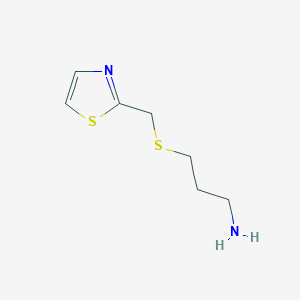 molecular formula C7H12N2S2 B8421018 3-[(Thiazol-2-yl)methylthio]propylamine 