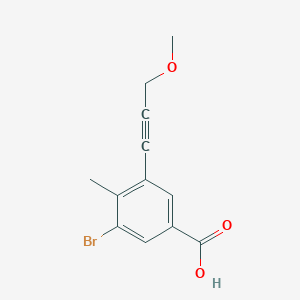molecular formula C12H11BrO3 B8421158 3-Bromo-5-(3-methoxy-prop-1-ynyl)-4-methyl-benzoic acid 