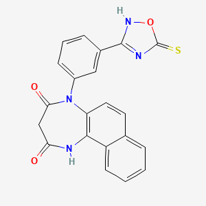 molecular formula C21H14N4O3S B8421164 5-[3-(5-Thioxo-4H-[1,2,4]oxadiazol-3-yl)phenyl]-1H-naphtho[1,2-b][1,4]diazepin-2,4(3H,5H)-dione 