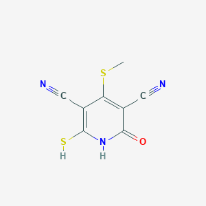 molecular formula C8H5N3OS2 B8421177 2-Hydroxy-6-mercapto-4-(methylthio)-3,5-pyridinedicarbonitrile 