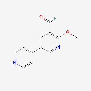 molecular formula C12H10N2O2 B8421220 2-Methoxy-5-(pyridin-4-yl)nicotinaldehyde 