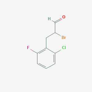 molecular formula C9H7BrClFO B8421226 alpha-Bromo-2-chloro-6-fluorobenzenepropanal CAS No. 862574-72-9
