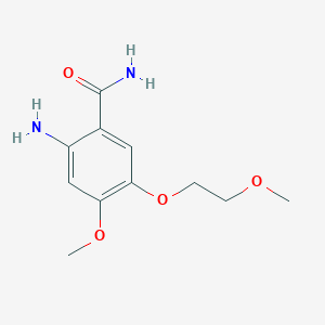 molecular formula C11H16N2O4 B8421311 2-Amino-4-methoxy-5-(2-methoxyethoxy)benzamide 