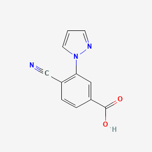 molecular formula C11H7N3O2 B8421381 4-cyano-3-(1H-pyrazol-1-yl)benzoic acid 