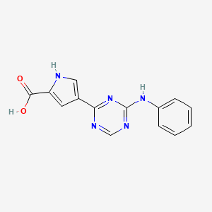 molecular formula C14H11N5O2 B8421446 4-(4-Phenylamino-[1,3,5]triazin-2-yl)-1H-pyrrole-2-carboxylic acid 
